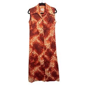 Vtg Country Miss Abstact Dress Orange 12